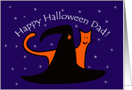 Witches Hat and Orange Cat Happy Halloween Dad card