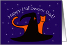 Witches Hat and Orange Cat Happy Halloween Dad card