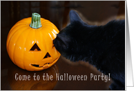Jack-o-Lantern Ghost Cat Halloween Party card