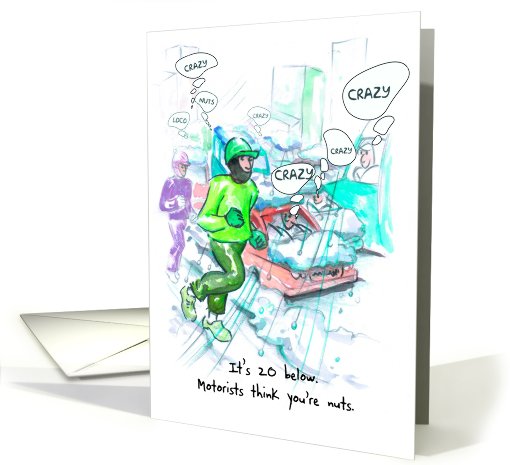 Crazy Runners : Winter Running Bday card (470804)