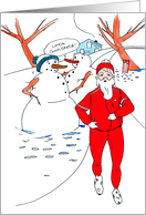 Running Santa : Funny Christmas card