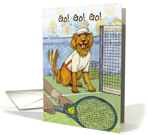 Tennis Golden Retriever : Congrats on New Job card (475236)