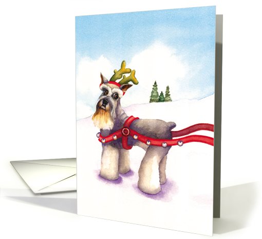 Schnauzer Reindeer : Happy Holidays card (475294)