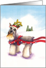 Schnauzer Reindeer : Happy Holidays card