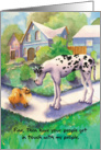 Pomeranian and Great Dane : Funny Birthday card