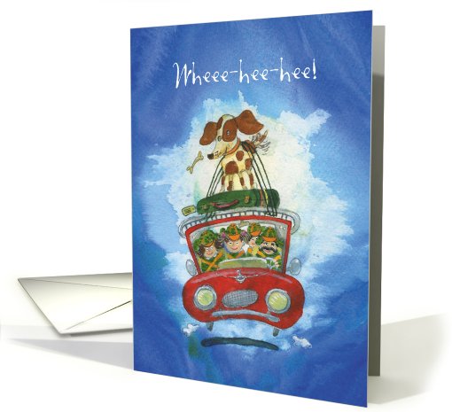 Beagle on Car : Birthday card (476288)