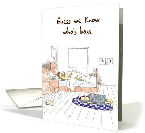 Boss's Day Funny Card : Akita Dog : Guess We Know Who's Boss card