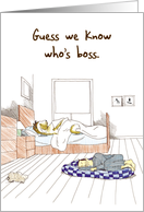 Boss’s Day Funny Card : Akita Dog : Guess We Know Who’s Boss card