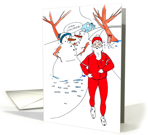 Happy Holidays Moving Announcement : Jogging Santa card (984605)