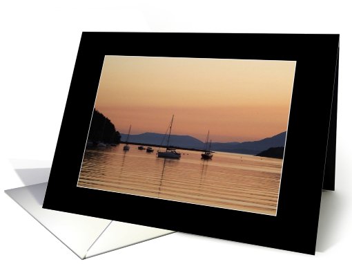 a peaceful sunset, sailboats on water card (605620)