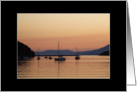 a peaceful sunset, sailboats on water card