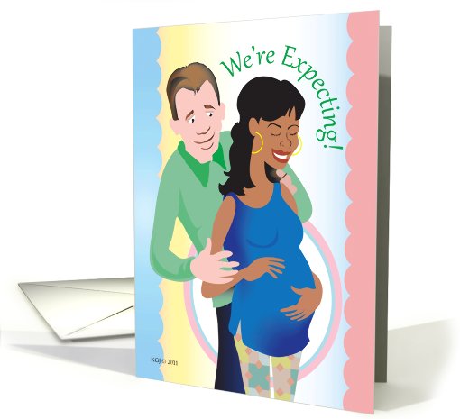 We're Expecting Announcement Interracial card (862223)
