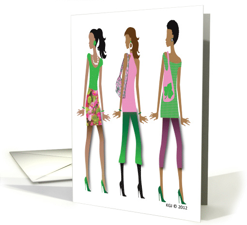Pink and Green Happy Birthday Soror card (950252)