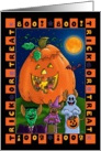 Trick or Treating mice with Jack-O-Lantern house card