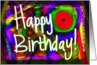 Abstract painting Happy Birthday. card