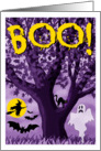 Spooky Full Moon and Tree Halloween landscape card