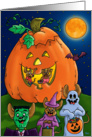 Trick or Treating mice with Jack-O-Lantern house card
