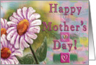 Happy Mothers Day with flowers and hearts card