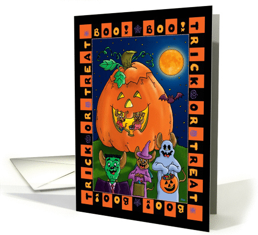 Trick or Treating mice with Jack-O-Lantern house card (606291)