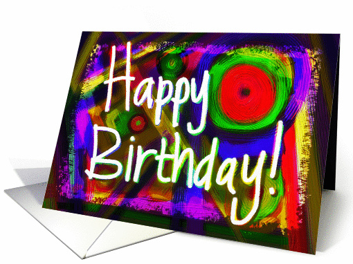 Abstract painting Happy Birthday. card (837871)