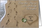 Wedding Footprints in the Sand Custom Announcement card