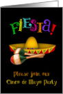 Fiesta! Cinco de Mayo Invitation with Mexican Hat and Maracas card