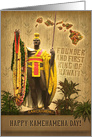 Happy Kamehameha Day, King’s Statue and Hawaiian Islands card