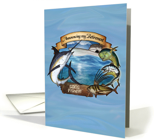 Gone fishing retirement announcement card (1115136)