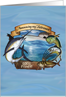 Gone fishing retirement announcement card