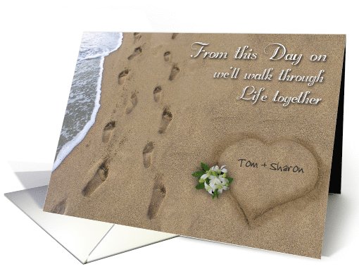 Wedding Footprints in the Sand Custom Announcement card (1121998)