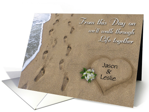 Wedding Footprints in the Sand Custom Announcement card (1163952)