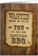 BBQ Invitation, Wanted poster Western style card