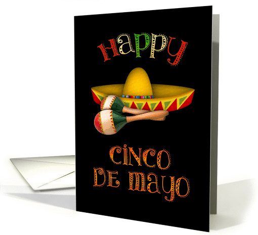 Happy Cinco de Mayo / Mexican Hat and Maracas card (1429374)