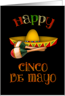 Happy Cinco de Mayo / Mexican Hat and Maracas card