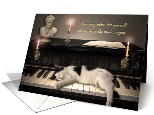 Cat on Piano Music Teacher Retirement card (1453258)