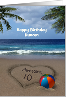Awesome 10 Beach Birthday Card with Name card