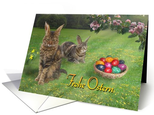 Easter-Cat-Bunnies (German) card (560480)