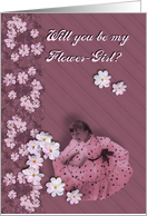 Be my Flower Girl, antique pink card