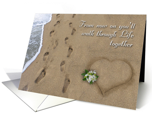 Footsteps in the Sand Wedding Congratulations card (870530)