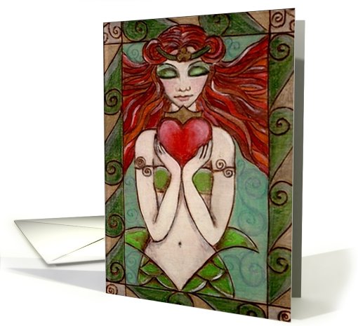 Claddagh Mermaid- Love Romance  Heart card (477125)