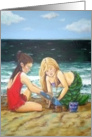 Mermaid- friends best friends mermaid and girl beach card