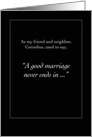 Good Marriage Never Ends in Divorce card