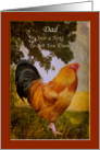 Thinking of Dad Vintage Chanticleer Rooster Card