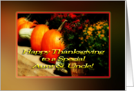 Thanksgiving Aunt Uncle pumpkins mums gourds card