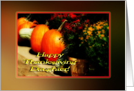 Thanksgiving daughter border pumpkins mums gourds card