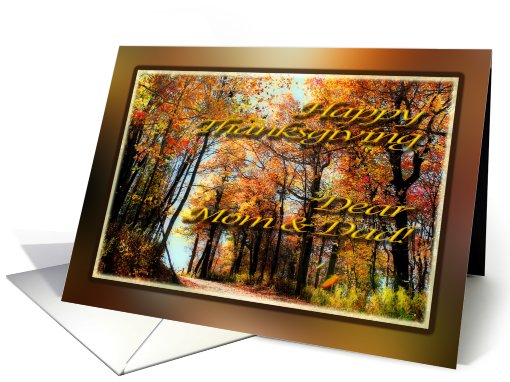 Happy Thanksgiving Mom & Dad - Country Road in Autumn Colors card