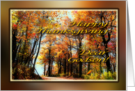 Happy Thanksgiving GodSon - Country Road in Autumn Colors card