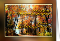 Happy Thanksgiving Goddaughter - Country Road in Autumn Colors card