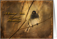 Bird on Winter Branch Missing You Birthday card