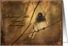 Bird on Winter Branch Missing You Birthday card